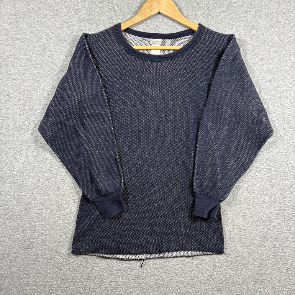 Vtg 90s Morgan Mills Waffle Thermal Shirt Mens M Blue Long Sleeve Base Layer